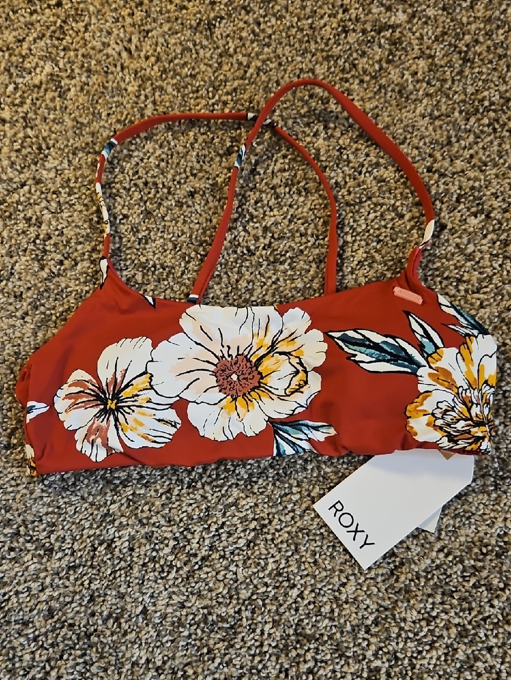Roxy Red Floral Bikini Top